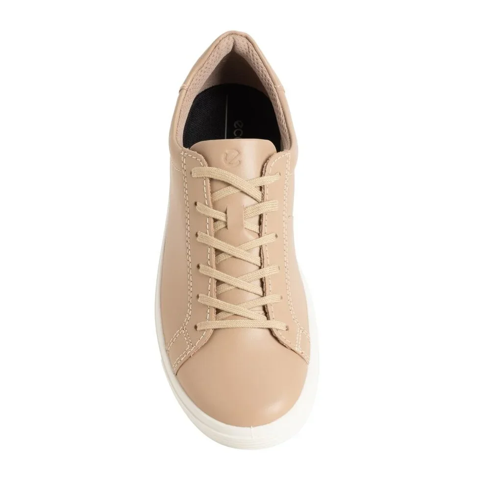 Ecco Womens Beige Soft Classic Leather Lace Up Oxford Casual Sneaker Shoes $160